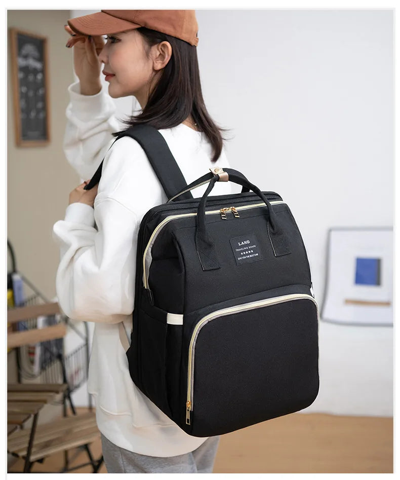 Mommy Bag – Wickelrucksack mit faltbarem Reisebett & großem Stauraum