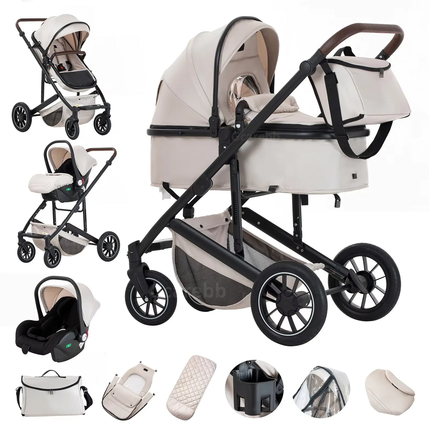 Luxus-Kinderwagen 516 – 3-in-1 faltbarer Kombi-Kinderwagen, High Landscape