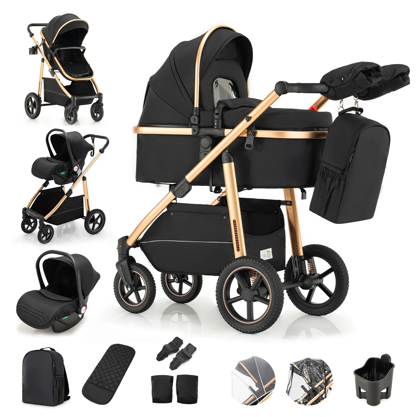 Luxus-Kinderwagen 516 – 3-in-1 faltbarer Kombi-Kinderwagen, High Landscape