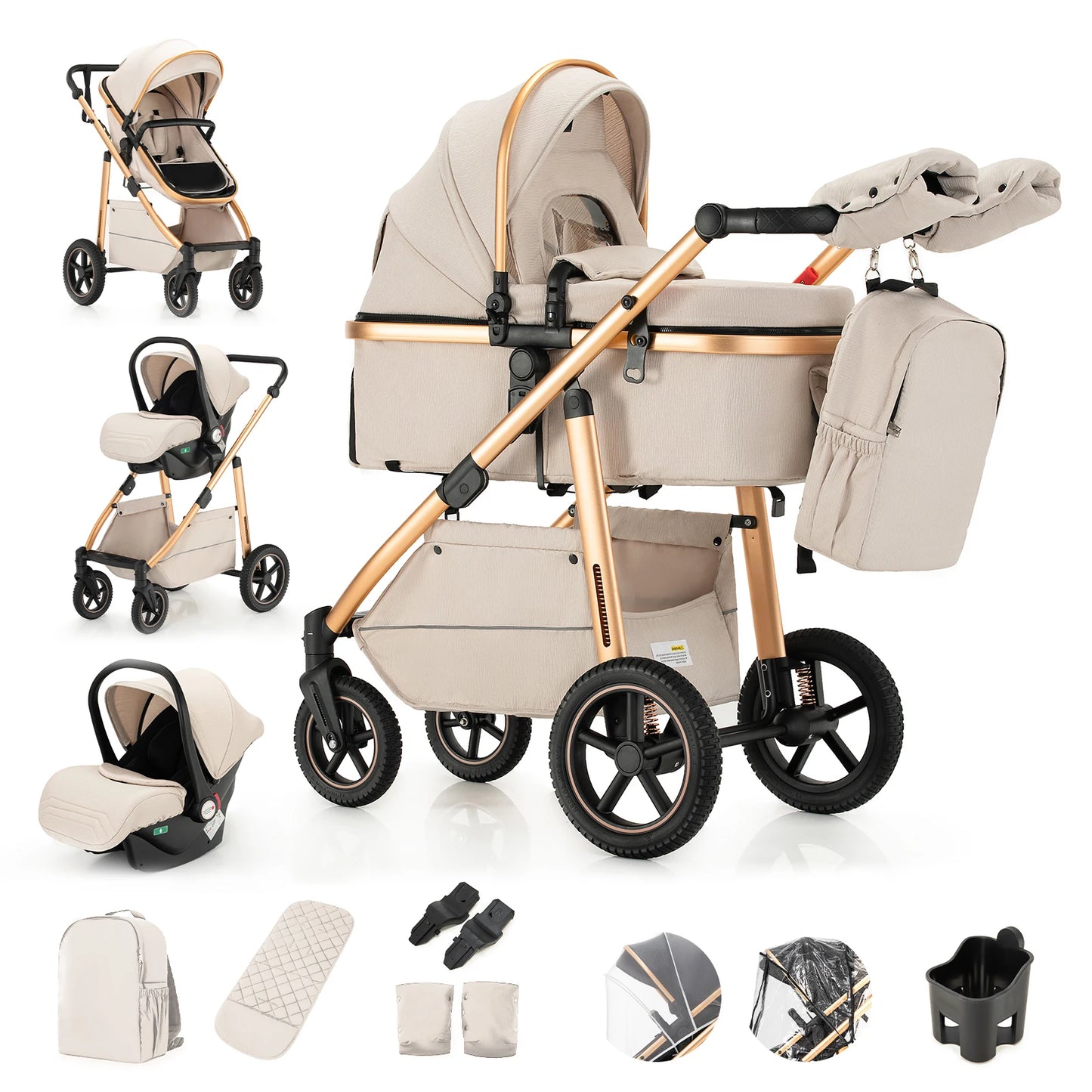 Luxus-Kinderwagen 516 – 3-in-1 faltbarer Kombi-Kinderwagen, High Landscape