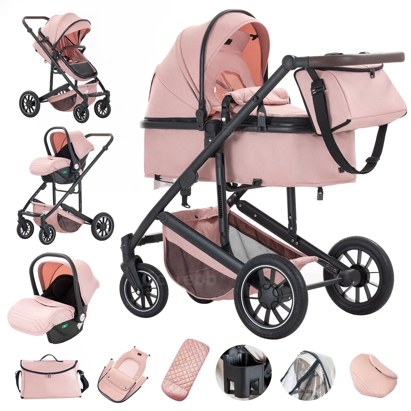 Luxus-Kinderwagen 516 – 3-in-1 faltbarer Kombi-Kinderwagen, High Landscape