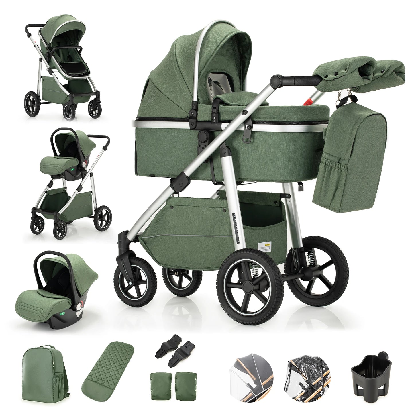 Luxus-Kinderwagen 516 – 3-in-1 faltbarer Kombi-Kinderwagen, High Landscape