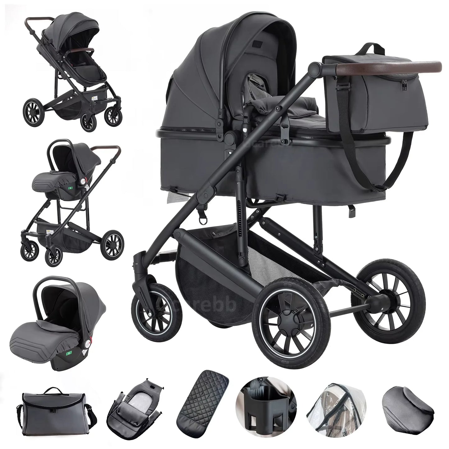 Luxus-Kinderwagen 516 – 3-in-1 faltbarer Kombi-Kinderwagen, High Landscape
